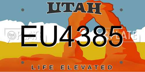 EU4385 Utah License Plate