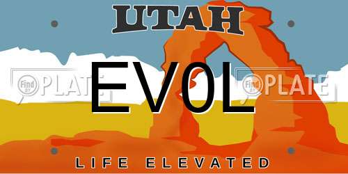 EV0L Utah License Plate