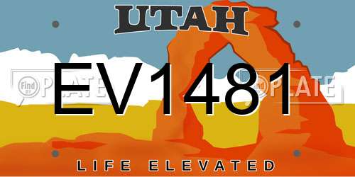EV1481 Utah License Plate