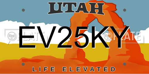 EV25KY Utah License Plate