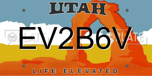 EV2B6V Utah License Plate