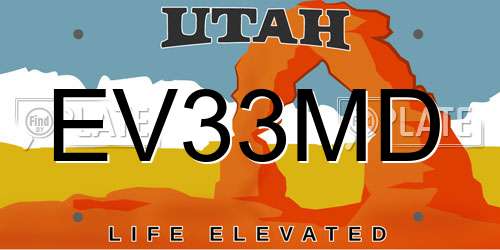 EV33MD Utah License Plate