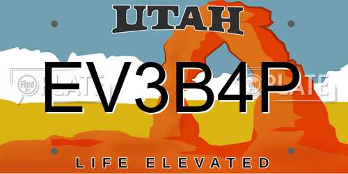 EV3B4P Utah License Plate