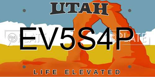 EV5S4P Utah License Plate
