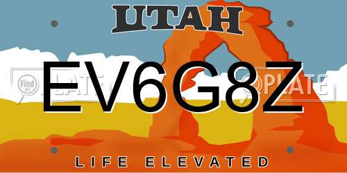 EV6G8Z Utah License Plate
