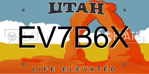 EV7B6X Utah License Plate