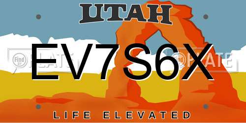 EV7S6X Utah License Plate