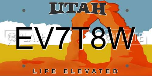 EV7T8W Utah License Plate