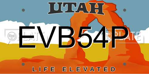 EVB54P Utah License Plate