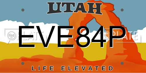 EVE84P Utah License Plate