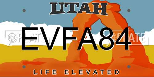 EVFA84 Utah License Plate