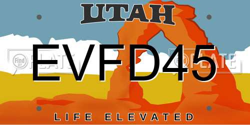 EVFD45 Utah License Plate
