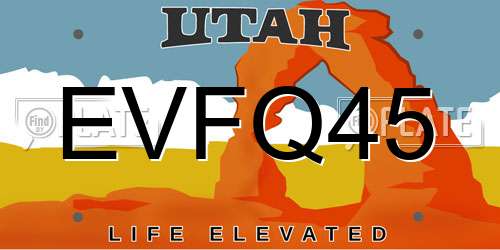 EVFQ45 Utah License Plate