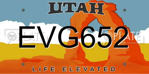 EVG652 Utah License Plate