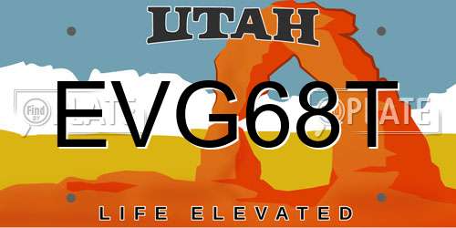 EVG68T Utah License Plate