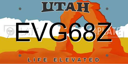 EVG68Z Utah License Plate