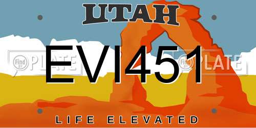 EVI451 Utah License Plate