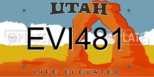 EVI481 Utah License Plate
