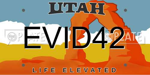 EVID42 Utah License Plate