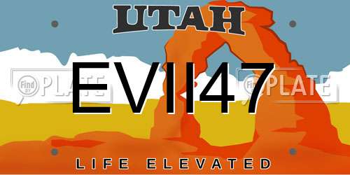 EVII47 Utah License Plate
