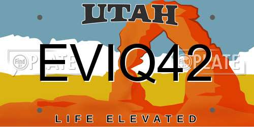 EVIQ42 Utah License Plate