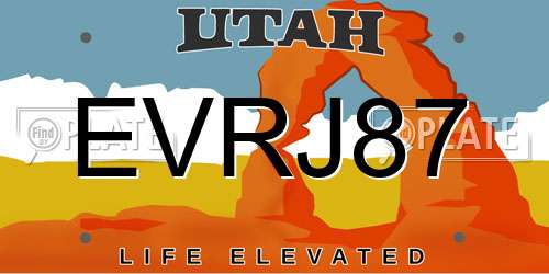 EVRJ87 Utah License Plate