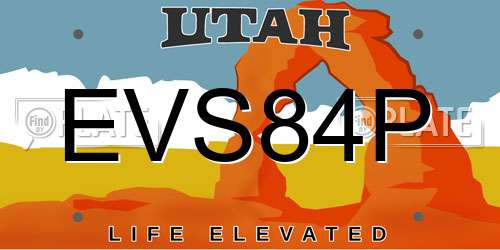 EVS84P Utah License Plate