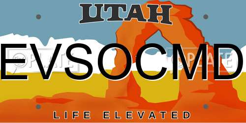 EVSOCMD Utah License Plate