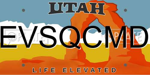 EVSQCMD Utah License Plate