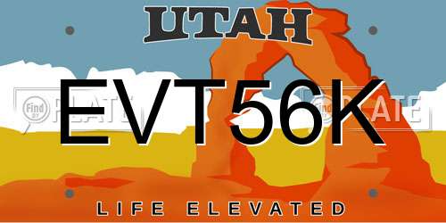 EVT56K Utah License Plate