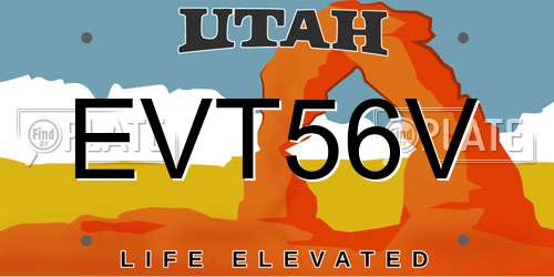 EVT56V Utah License Plate