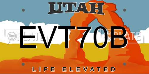 EVT70B Utah License Plate