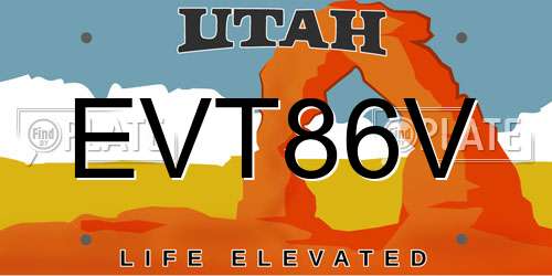 EVT86V Utah License Plate