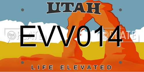 EVV014 Utah License Plate
