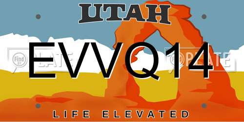 EVVQ14 Utah License Plate