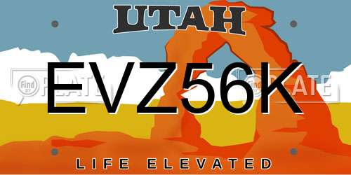 EVZ56K Utah License Plate