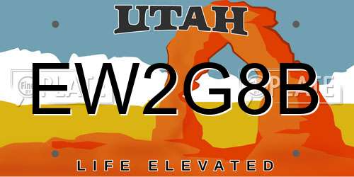 EW2G8B Utah License Plate