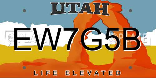 EW7G5B Utah License Plate