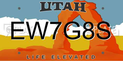 EW7G8S Utah License Plate