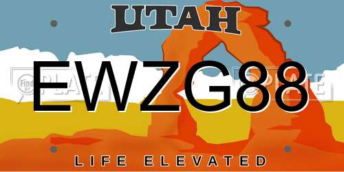 EWZG88 Utah License Plate