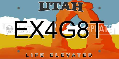 EX4G8T Utah License Plate