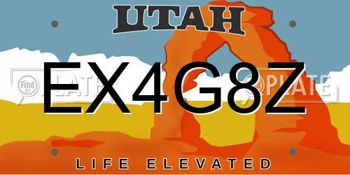 EX4G8Z Utah License Plate