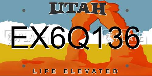 EX6Q136 Utah License Plate