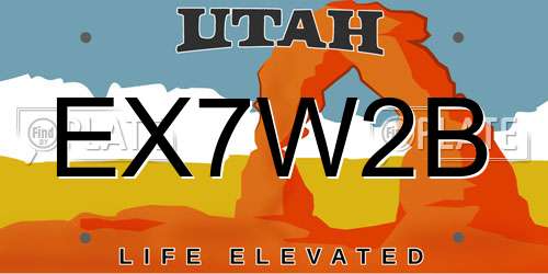 EX7W2B Utah License Plate