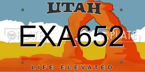 EXA652 Utah License Plate