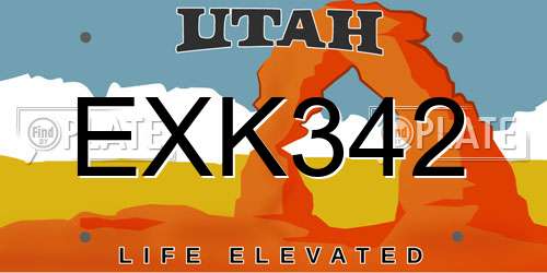 EXK342 Utah License Plate