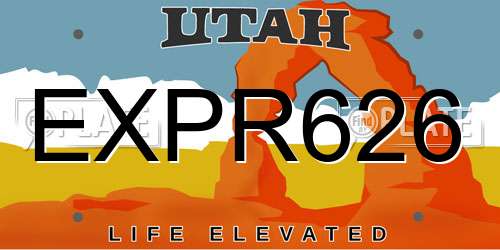 EXPR626 Utah License Plate
