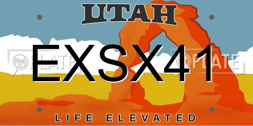 EXSX41 Utah License Plate