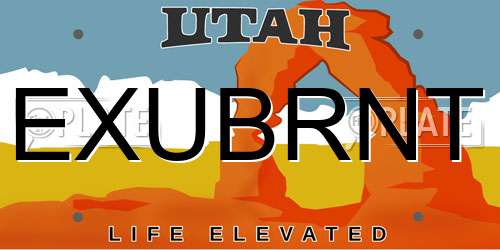 EXUBRNT Utah License Plate