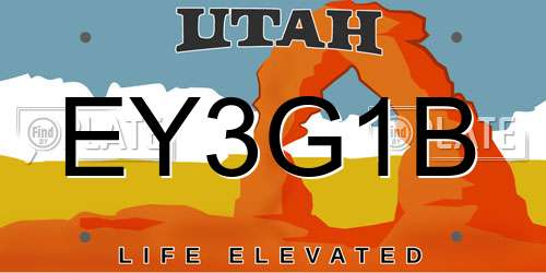 EY3G1B Utah License Plate